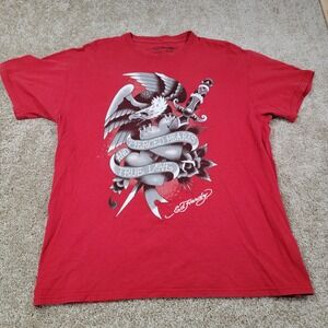 Ed Hardy Men's Graphic Print T-Shirt Eagle Dagger Pierced Hearts True Love Sz XL